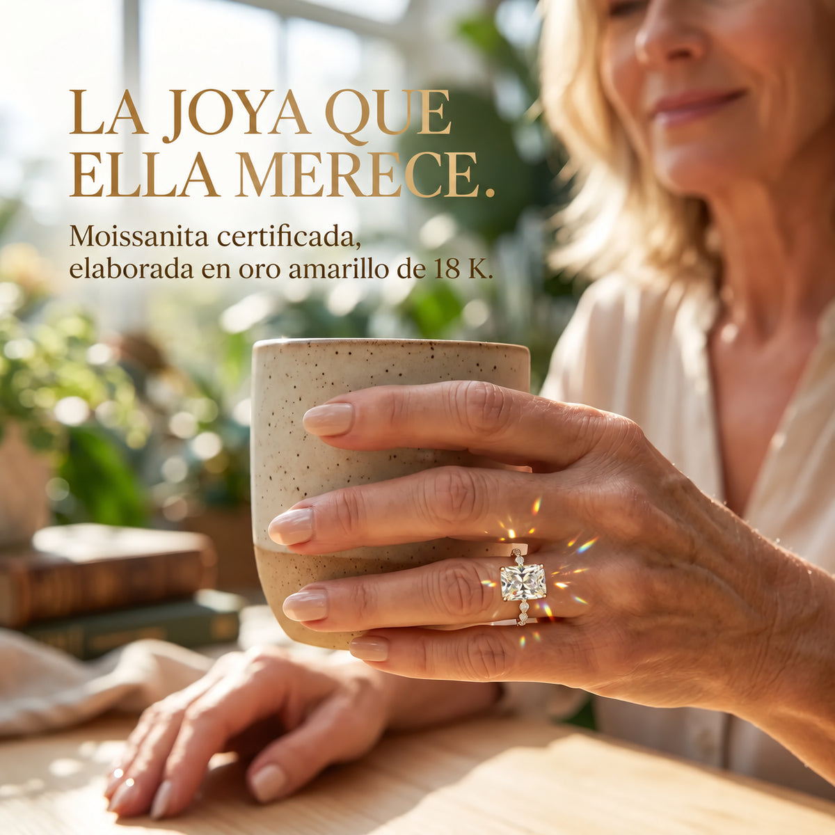 Un poco de brillo para ti: Anillo de moissanita de corte radiante impecable de 1 a 5 quilates (halo oculto, VVS1)