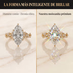 Anillo de Moissanita Premium Corte Marquesa con Banda Entrelazada