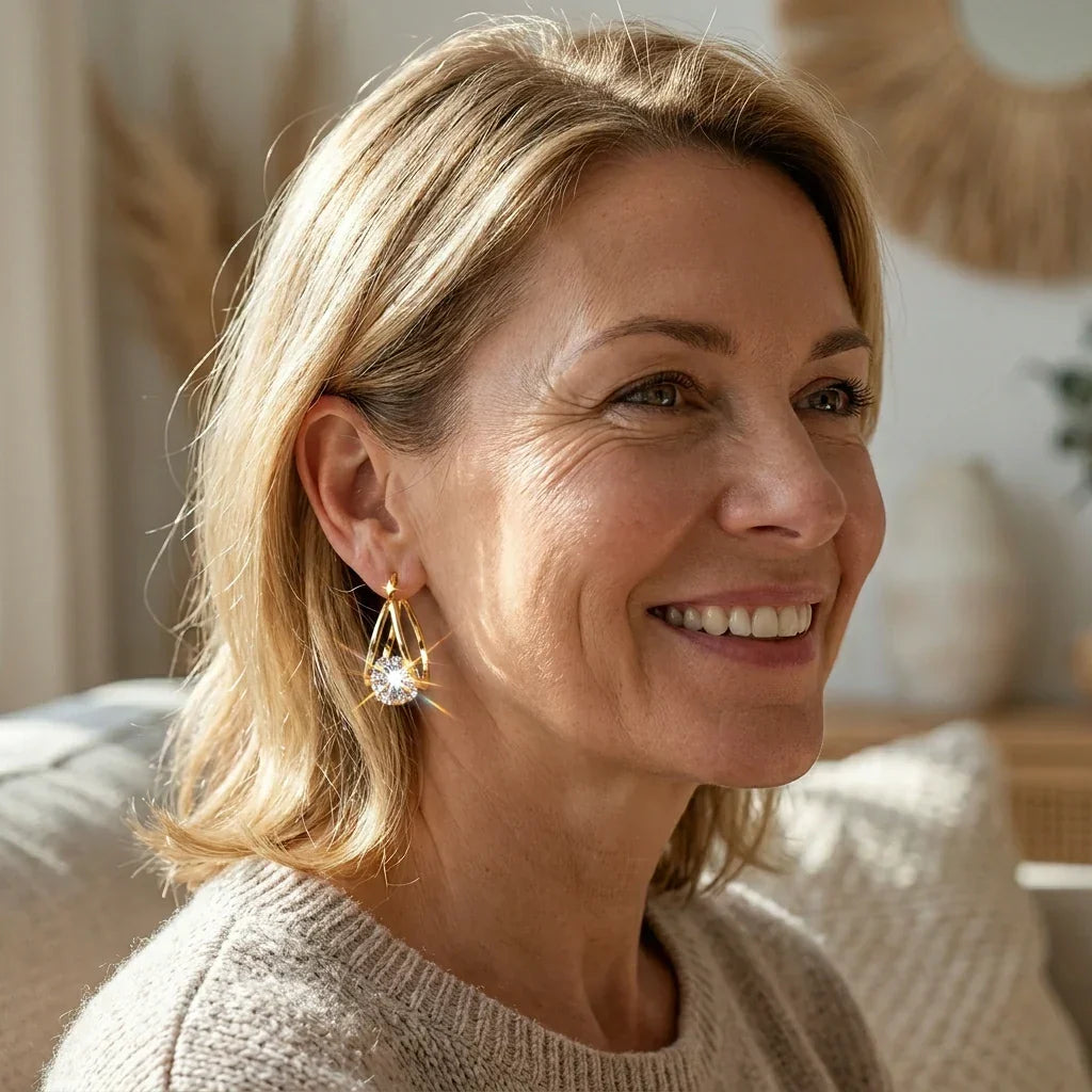 🎁 EARLY CHRISTMAS SALE – 90% OFF: 1-Second Easy-Snap VVS1 Flawless Moissanite Suspended Hoop Earrings in Triple 14K Gold over 925 Silver