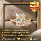 Un poco de brillo para ti: Anillo de moissanita de corte radiante impecable de 1 a 5 quilates (halo oculto, VVS1)