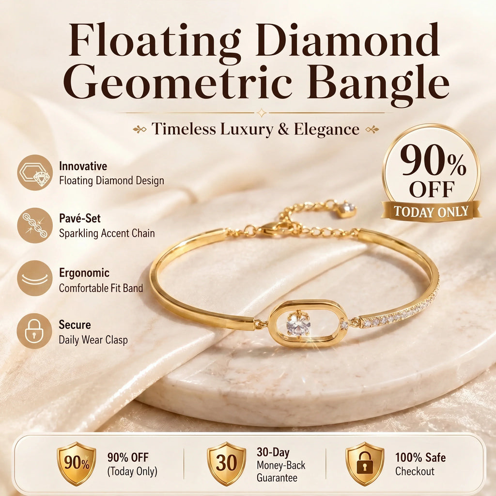 🎁 EARLY CHRISTMAS SALE – 90% OFF-Floating Diamond Geometric Bangle – Timeless Luxury &amp; Kinetic Brilliance