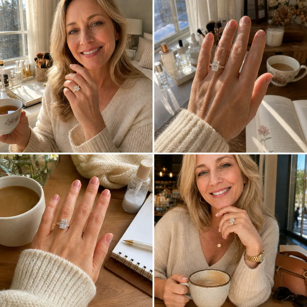 A Little Sparkle For Yourself: 1-5-Carat Flawless Radiant Cut Moissanite Ring (Hidden Halo, VVS1)-🎁 EARLY CHRISTMAS SALE – 90% OFF