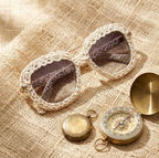Ivory Scalloped Woven Statement Sunglasses