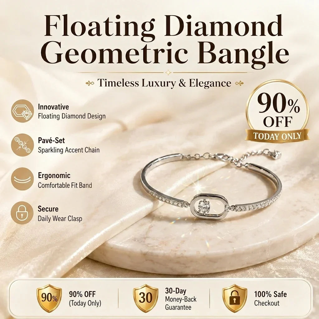 🎁 EARLY CHRISTMAS SALE – 90% OFF-Floating Diamond Geometric Bangle – Timeless Luxury &amp; Kinetic Brilliance