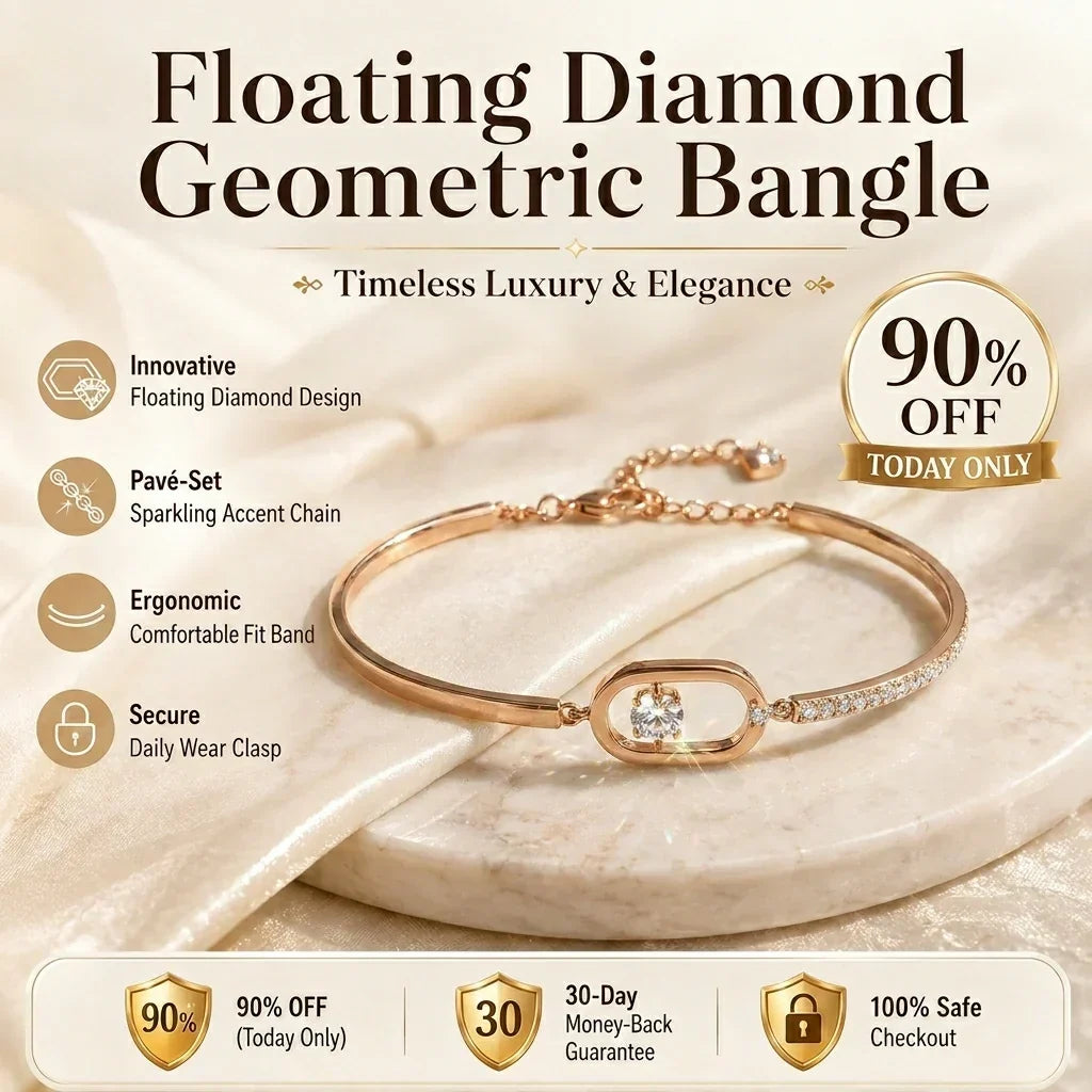 🎁 EARLY CHRISTMAS SALE – 90% OFF-Floating Diamond Geometric Bangle – Timeless Luxury &amp; Kinetic Brilliance