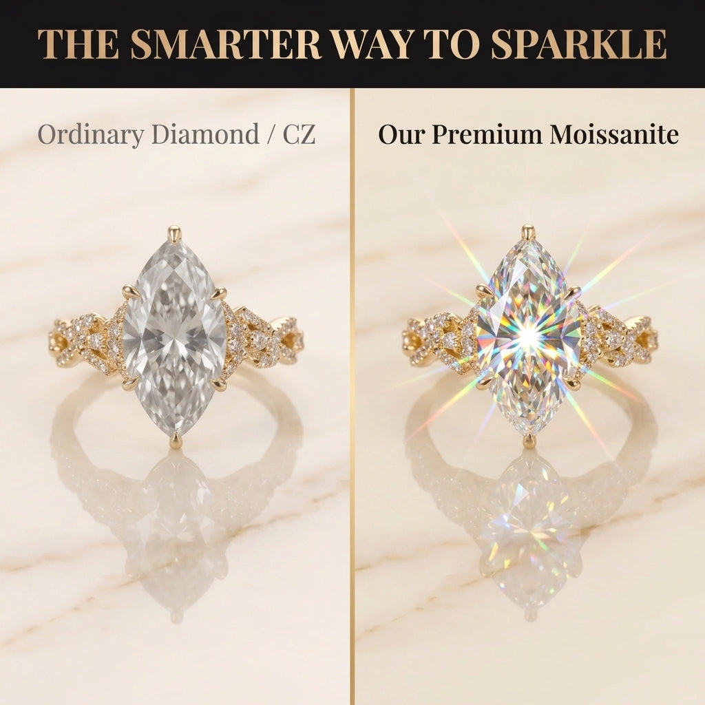 The Twisted Band Marquise Premium Moissanite Ring | 🎁 EARLY CHRISTMAS SALE – 90% OFF