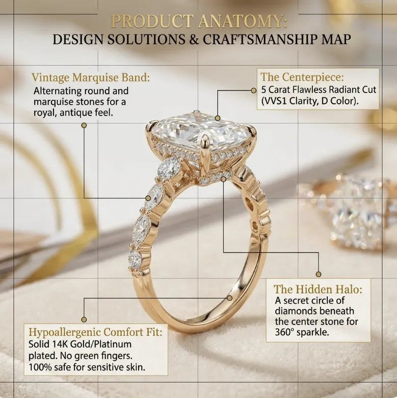 A Little Sparkle For Yourself: 1-5-Carat Flawless Radiant Cut Moissanite Ring (Hidden Halo, VVS1)-🎁 EARLY CHRISTMAS SALE – 90% OFF